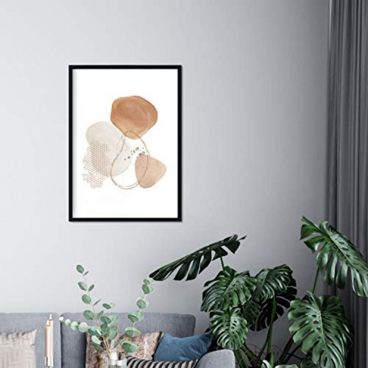 POSTER Set mit 4 Kunst Folien mit abstrakten Formen und Figuren A4 Schwarzer Rahmen - Schwarz, Papier (29.7/3cm) - Nacnic