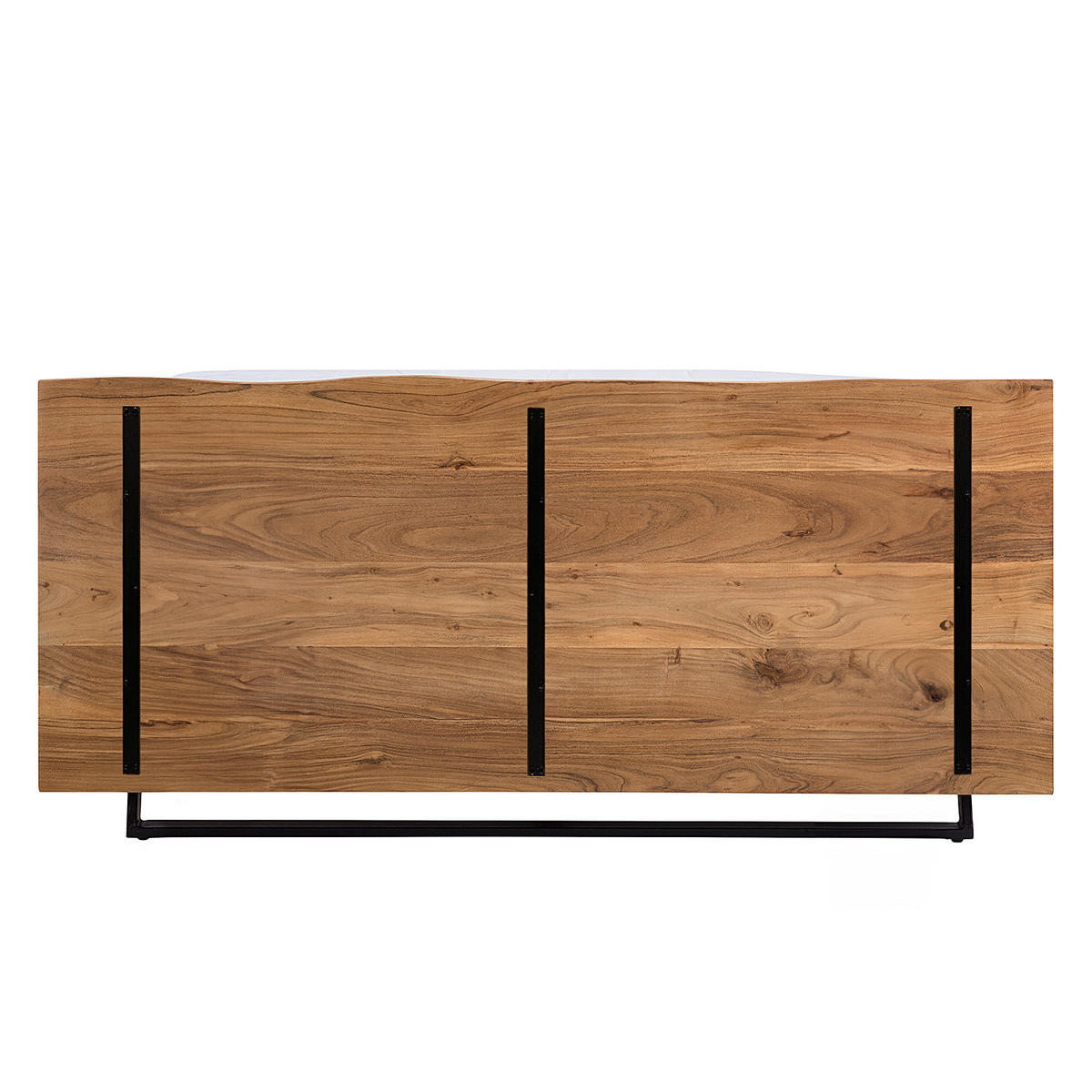 MASSIVHOLZBETT - Akazie massiv / Metall - Schwarz/Akaziefarben, Holz (180/200cm) - home24