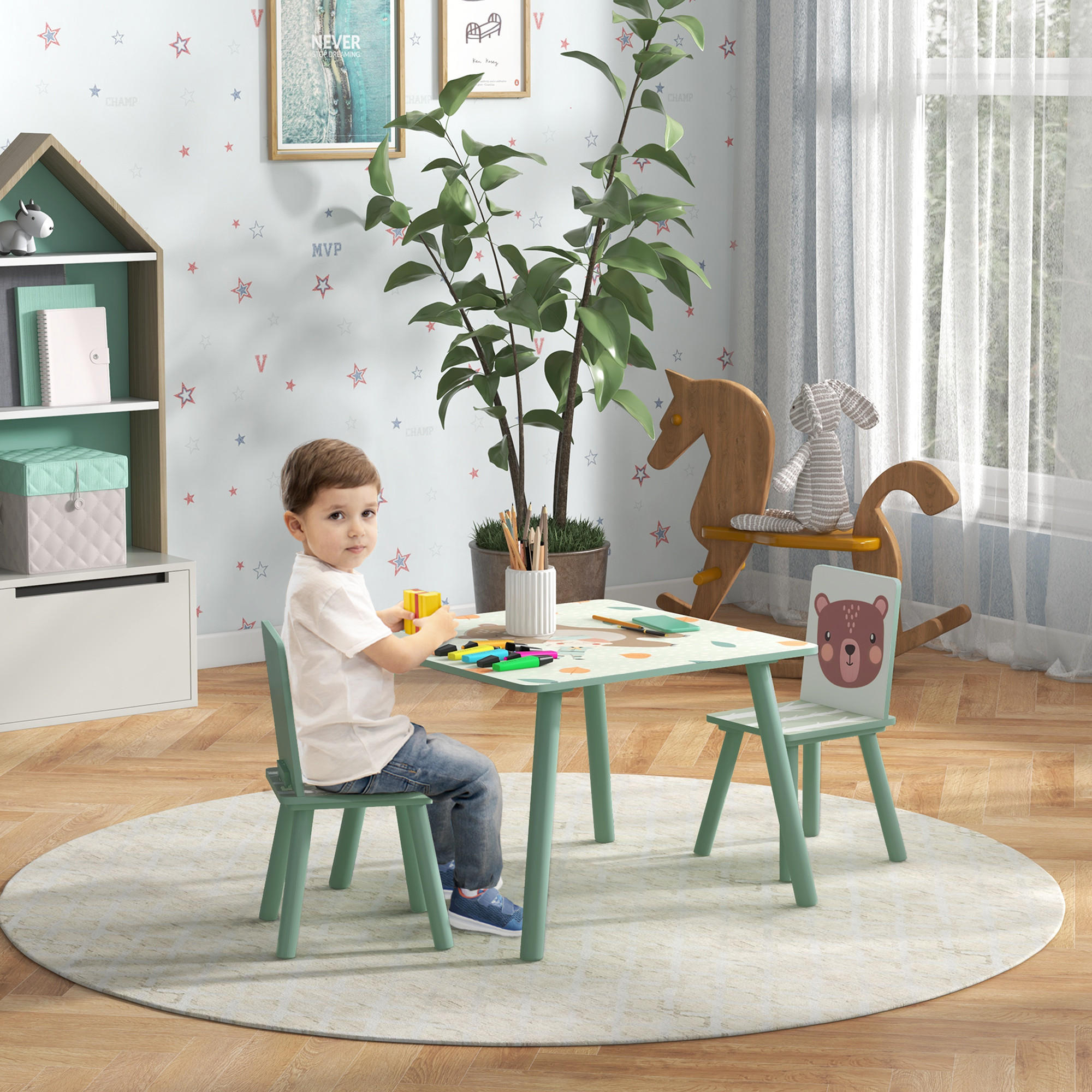 KINDERSITZGRUPPE - Grün, Holzwerkstoff (60/44/60cm) - ZONEKIZ