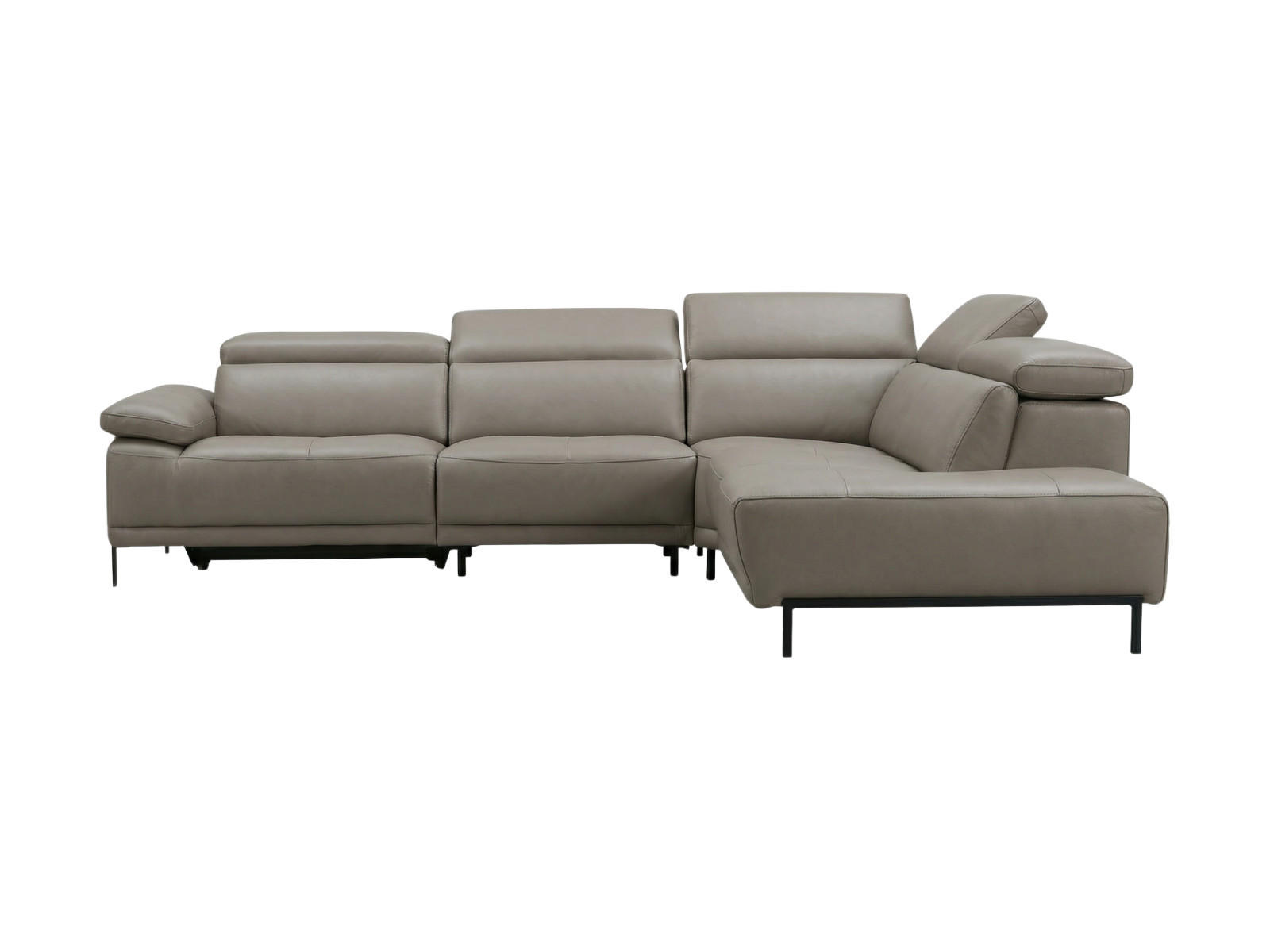 ECKSOFA Linus Echtleder Greige - Greige, Leder/Metall (262/220cm)
