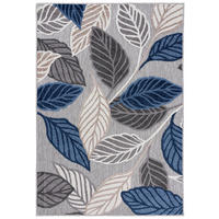 TEPPICH Outdoor Blue Grey Pflanzlich Laub Kurzflor Rechteckig- 120x170 cm - Dunkelgrau, Textil (120/170cm) - Mazovia