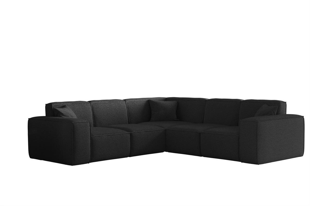 ECKSOFA Univ Celes Premium Ascot Bukla - Schwarz, Holzwerkstoff/Textil (246/246cm) - Fun Möbel