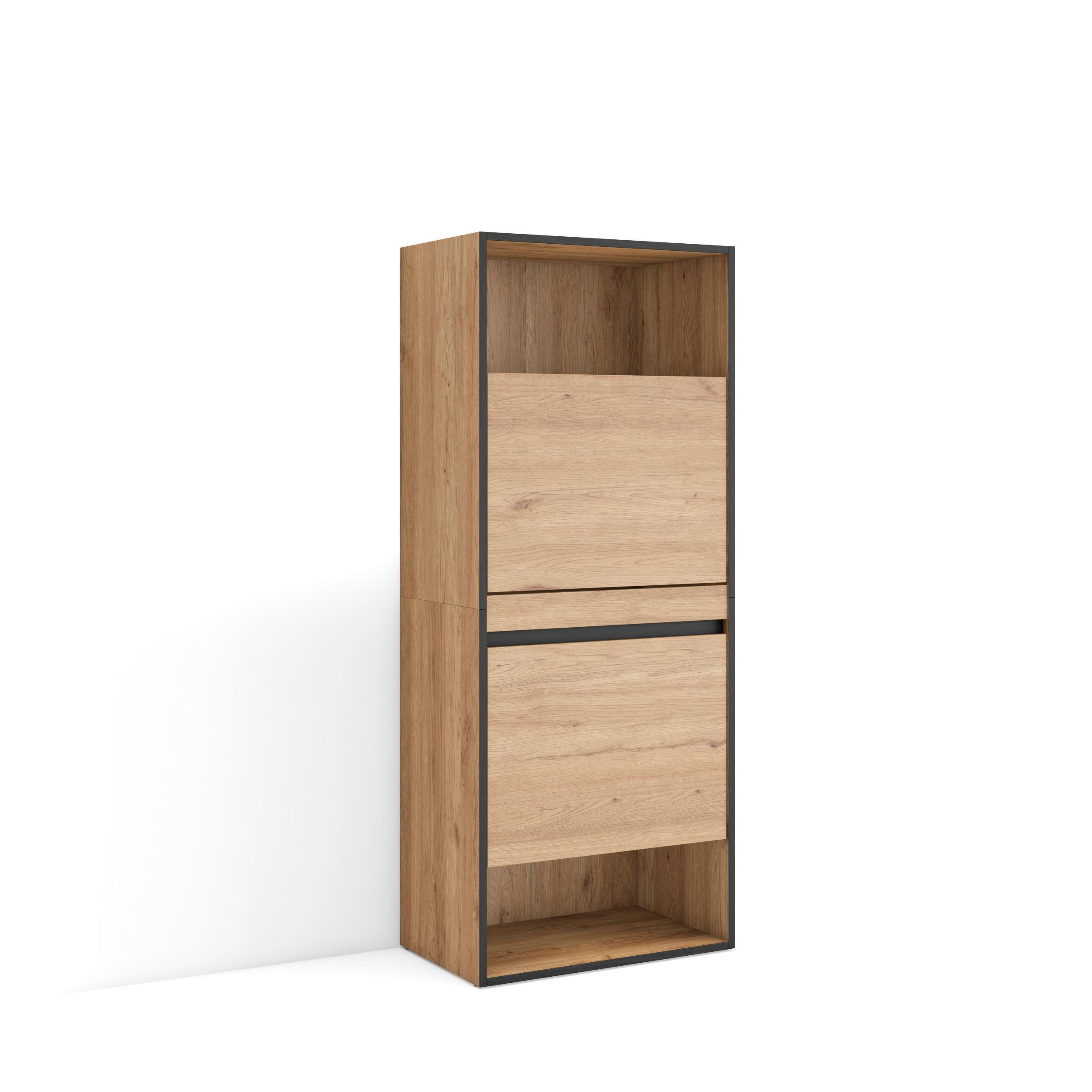 SCHUHKIPPER, 60x35x145 cm, Schuh-Organizer, Eiche - Eichefarben, Holzwerkstoff (60/145/35cm) - Skraut Home