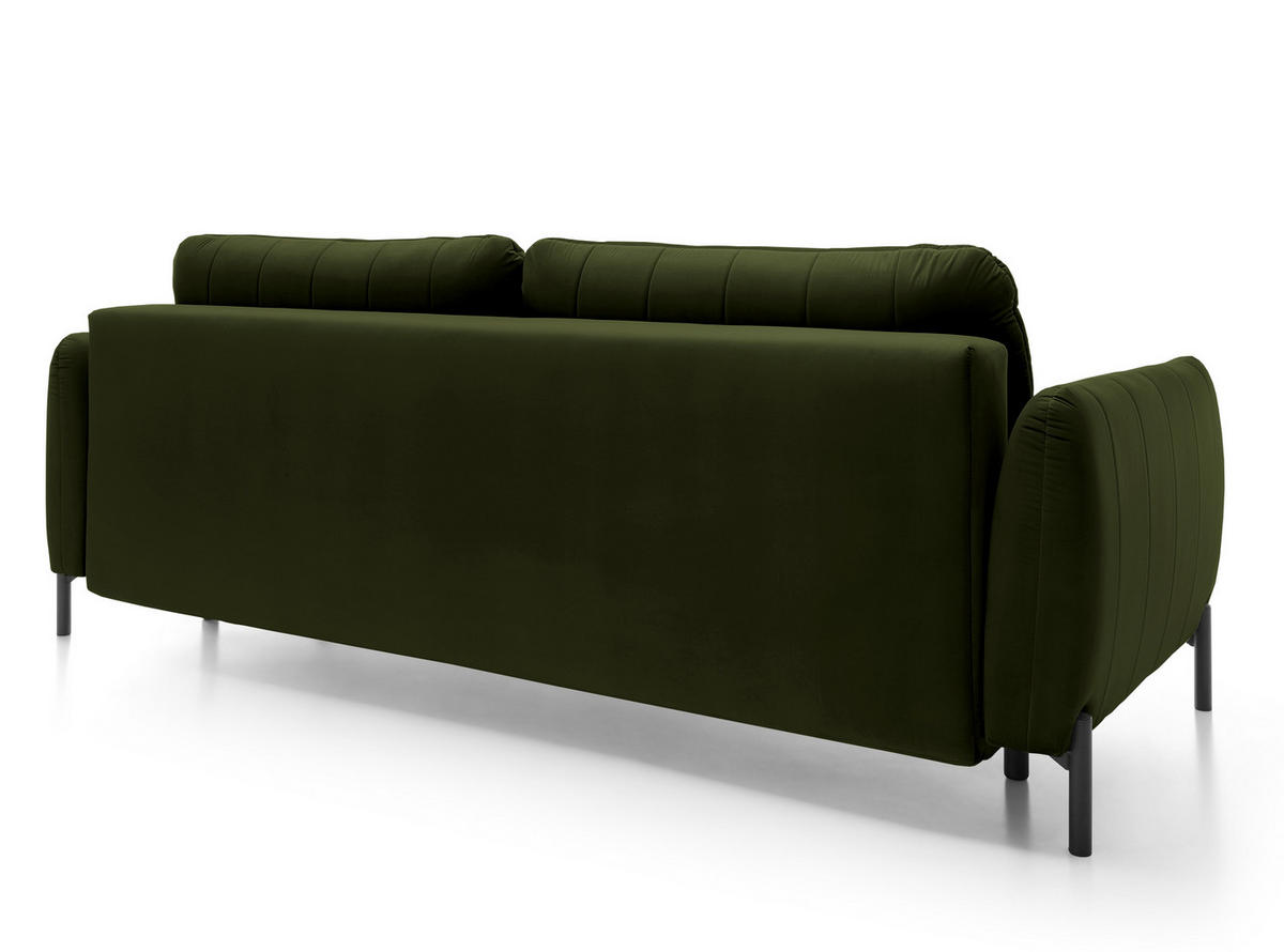 SCHLAFSOFA Neva Olivgrün Velours 234 cm - Schwarz/Olivgrün, Textil/Metall (234/90/100cm) - Selsey