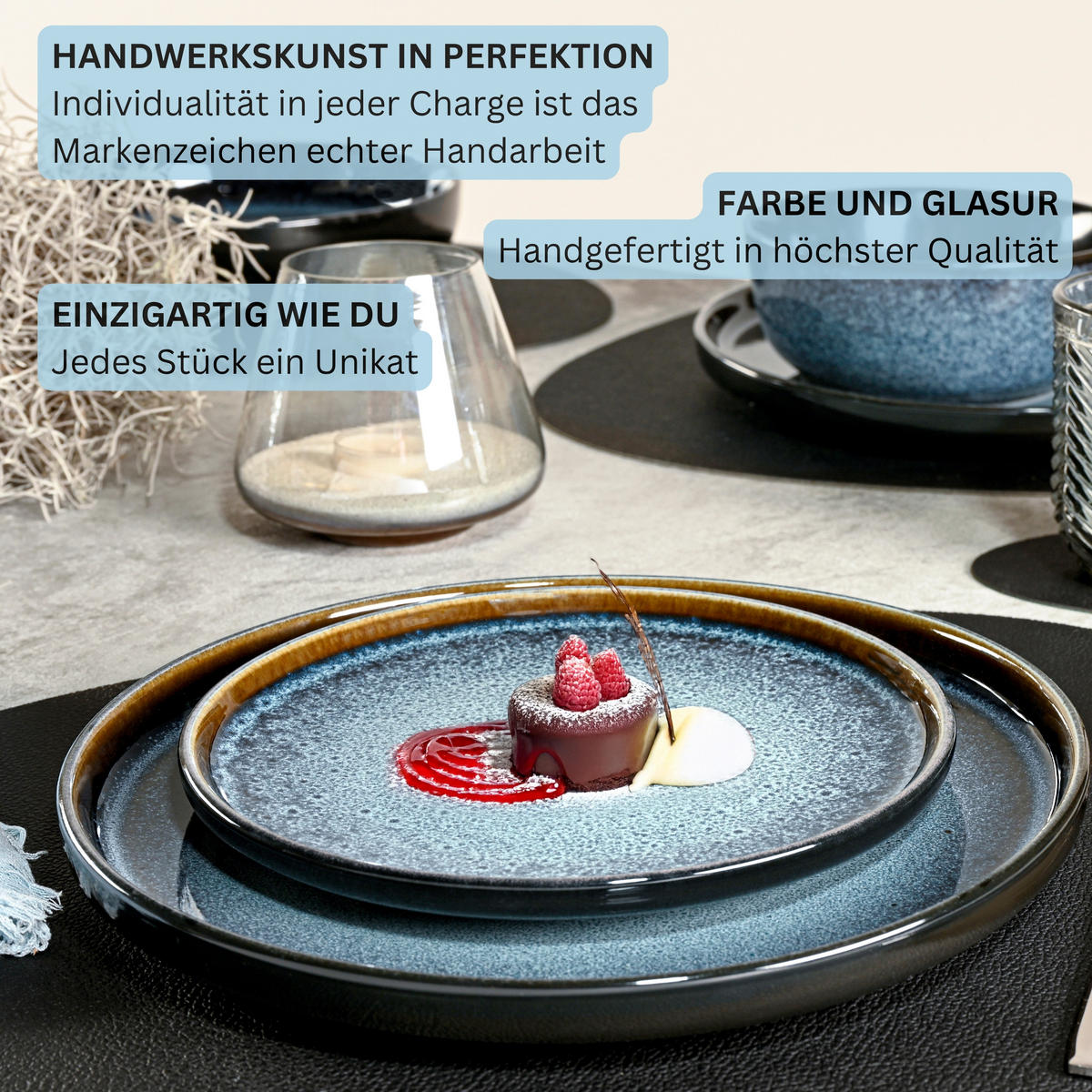 TAFELSERVICE OSAKA - 24 teilig aus Steinugt - Blau, Stein (27/6.3/27cm) - Sänger