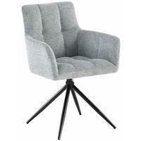 ARMLEHNENSTUHL Stoff Hellgrau - Hellgrau/Schwarz, Textil/Metall (59/87/59cm) - CLP