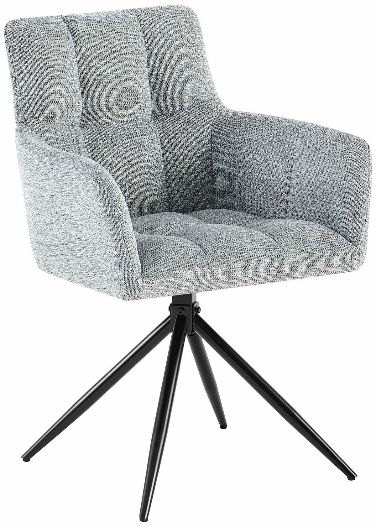 ARMLEHNENSTUHL Stoff Hellgrau - Hellgrau/Schwarz, Textil/Metall (59/87/59cm) - CLP