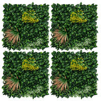 KÜNSTLICHE PFLANZENWAND 4er Set 50x50 cm Kunstpflanzen Wand Innen Aussen Grün Copper Leaf - Grün/Kupferfarben, Kunststoff (50/50/10cm) - ECD-Germany