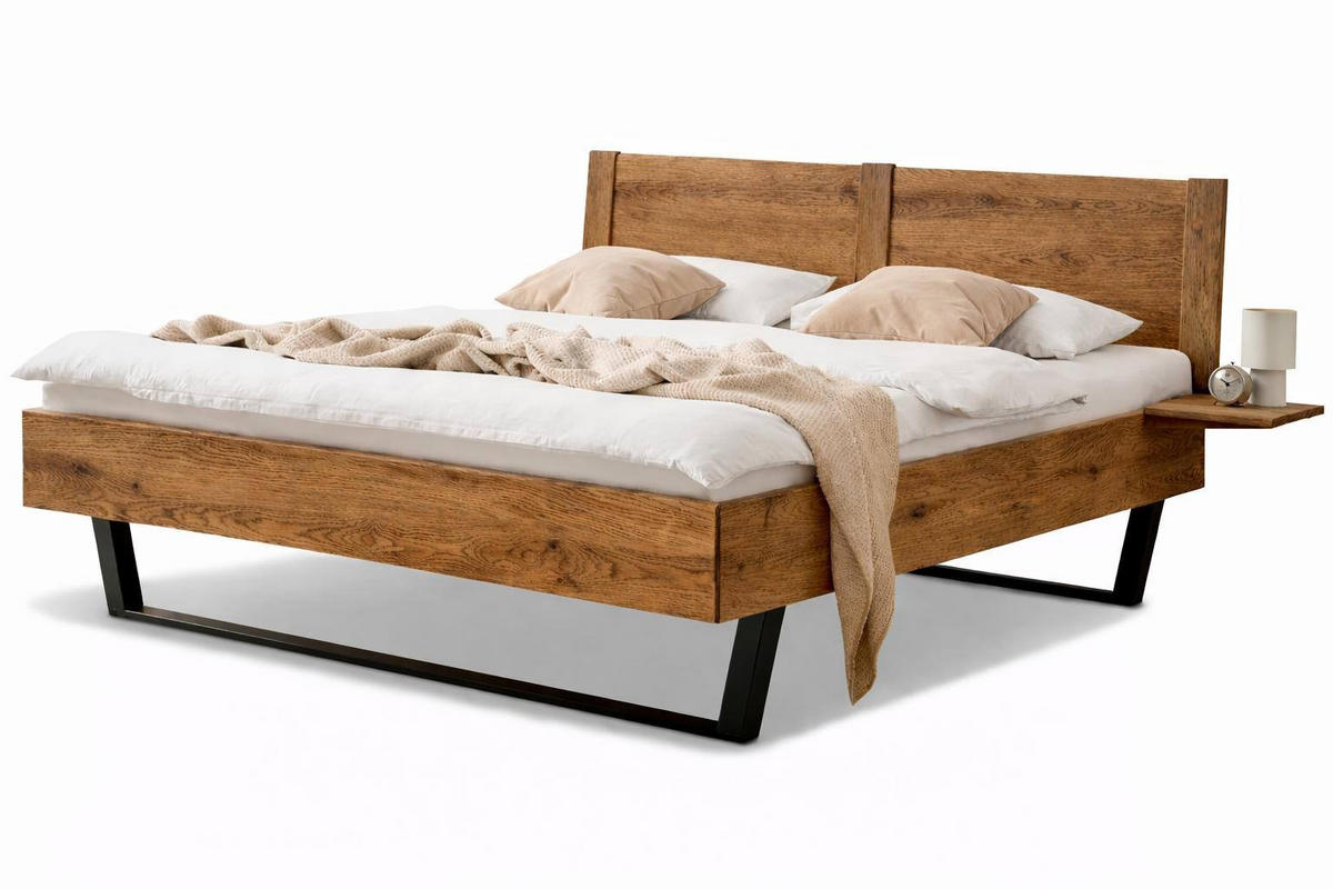 MASSIVHOLZBETT Premium 605 - wildeiche-rustikal - Braun, Holz (160/210cm) - BED BOX