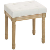 SITZHOCKER Polyester Gummiholz Beige - Beige/Naturfarben, Textil (32/46.5/42cm) - HOMCOM