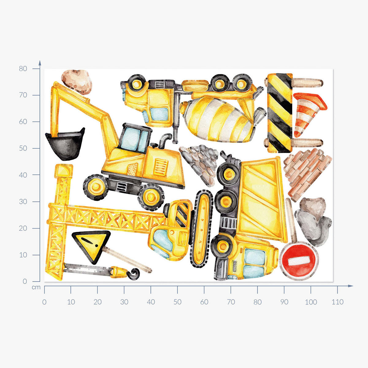 WANDAUFKLEBER 80x108cm - Arbeitsfahrzeuge und Maschinen - Multicolor, Kunststoff (80/108/0.1cm) - Wallfluent