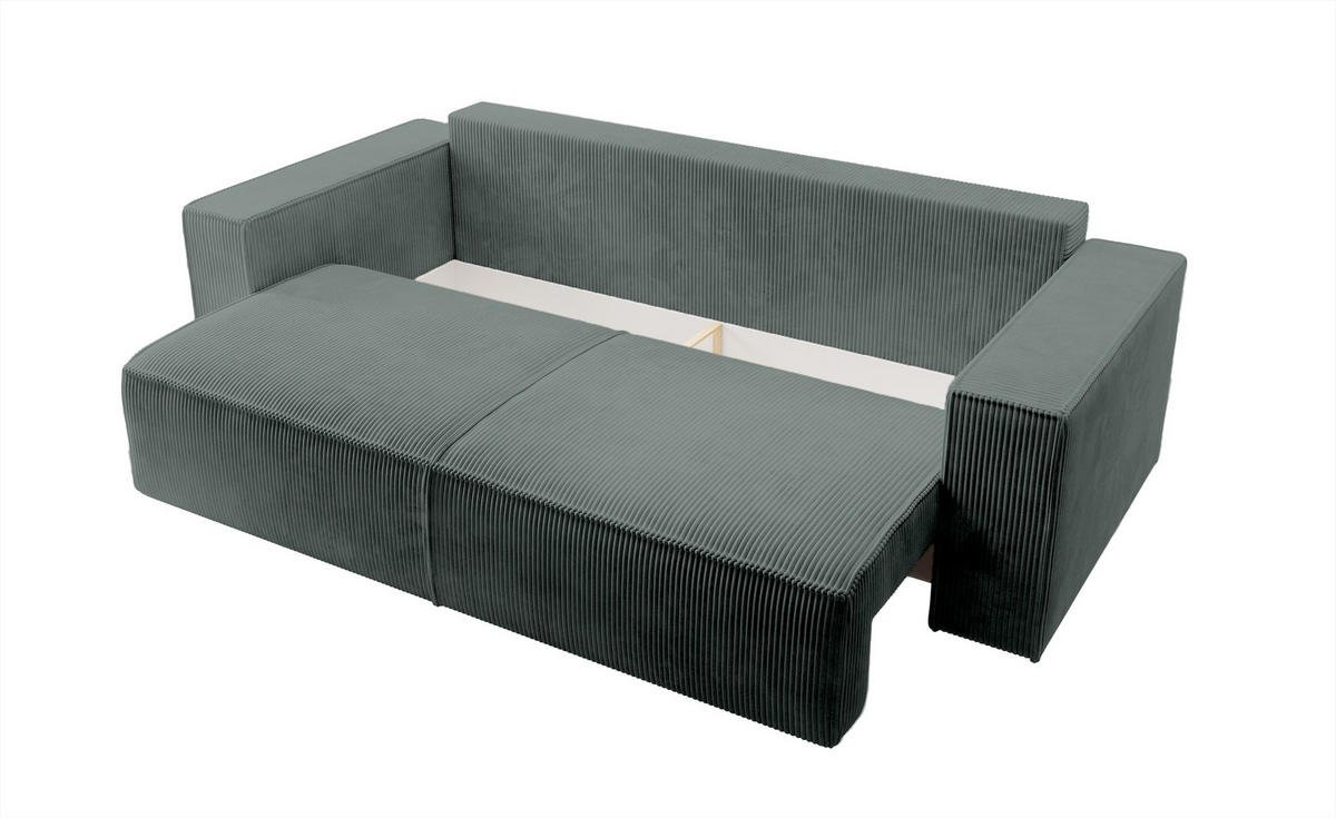 SCHLAFSOFA Farese Grau Cordbezug - Schwarz/Grau, Kunststoff/Textil (257/85/102cm) - Selsey