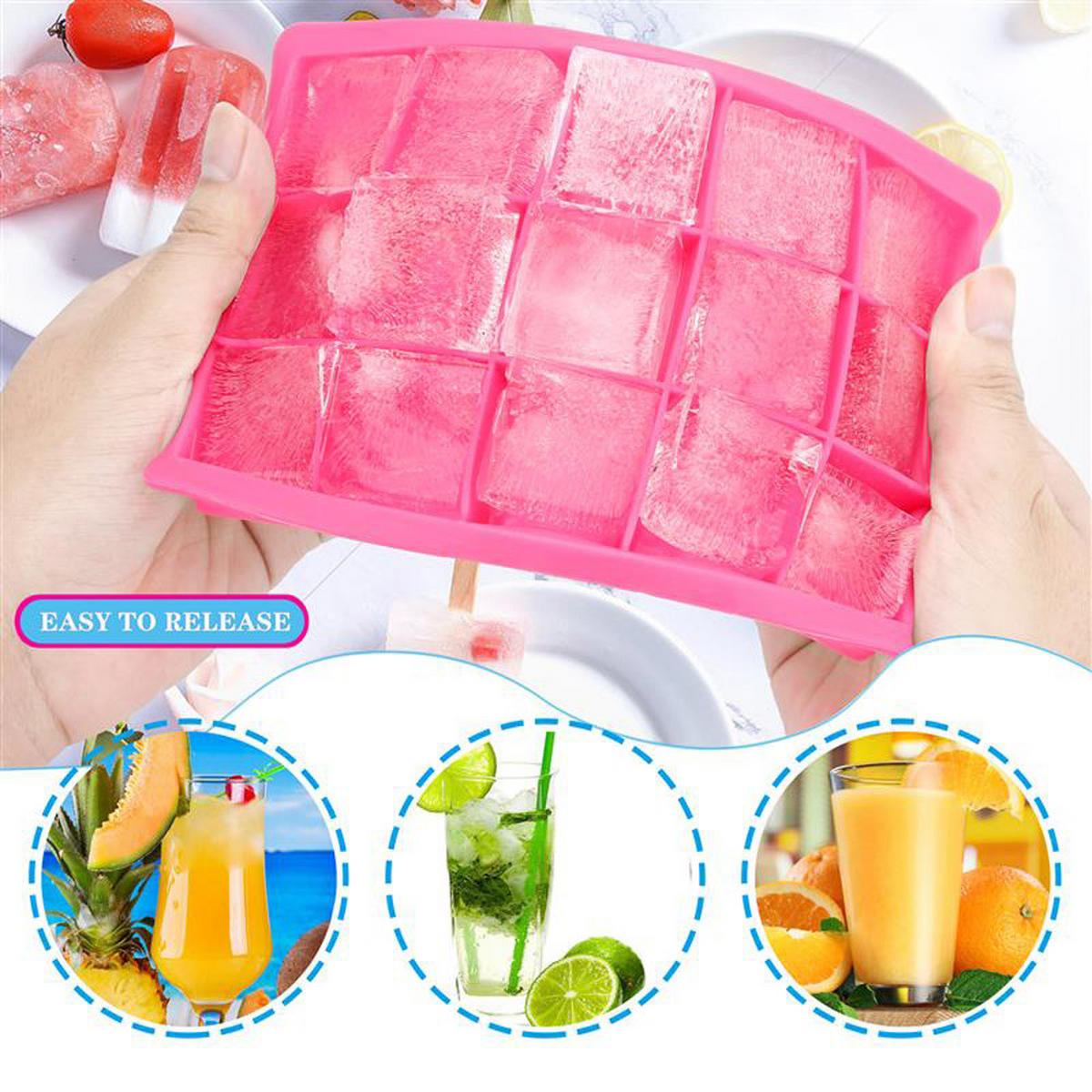 EISWÜRFELFORM 2er Set - Rosa, Kunststoff (13/2.5/18cm) - Intirilife