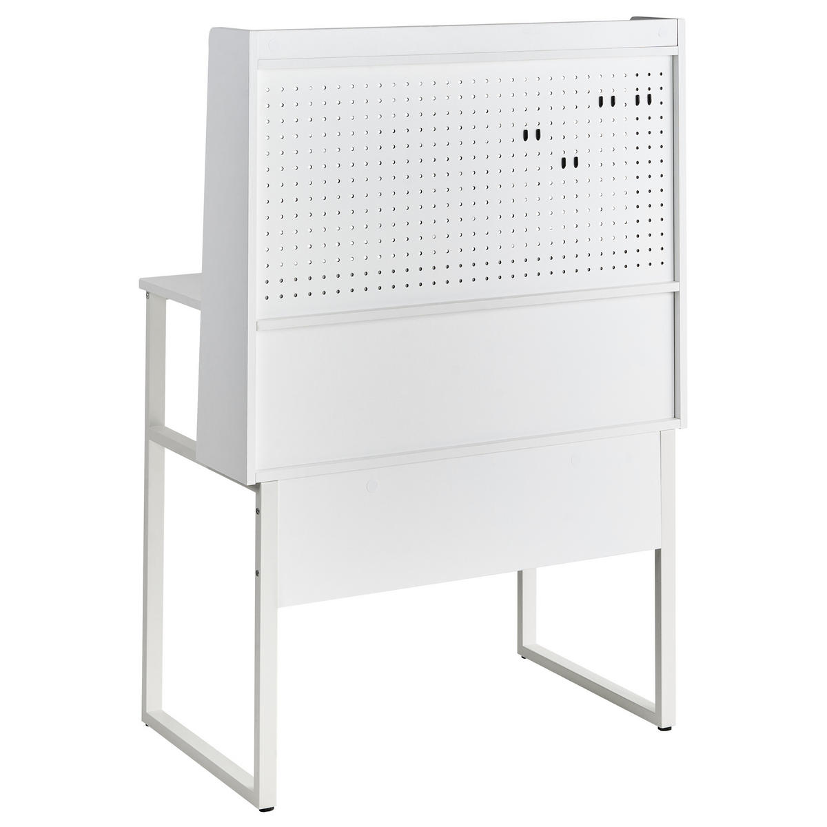 PSACÍ STŮL s děrovanou deskou Bílý 84/48 cm Buxton - bílá, kompozitní dřevo (48/84/121cm) - Beliani