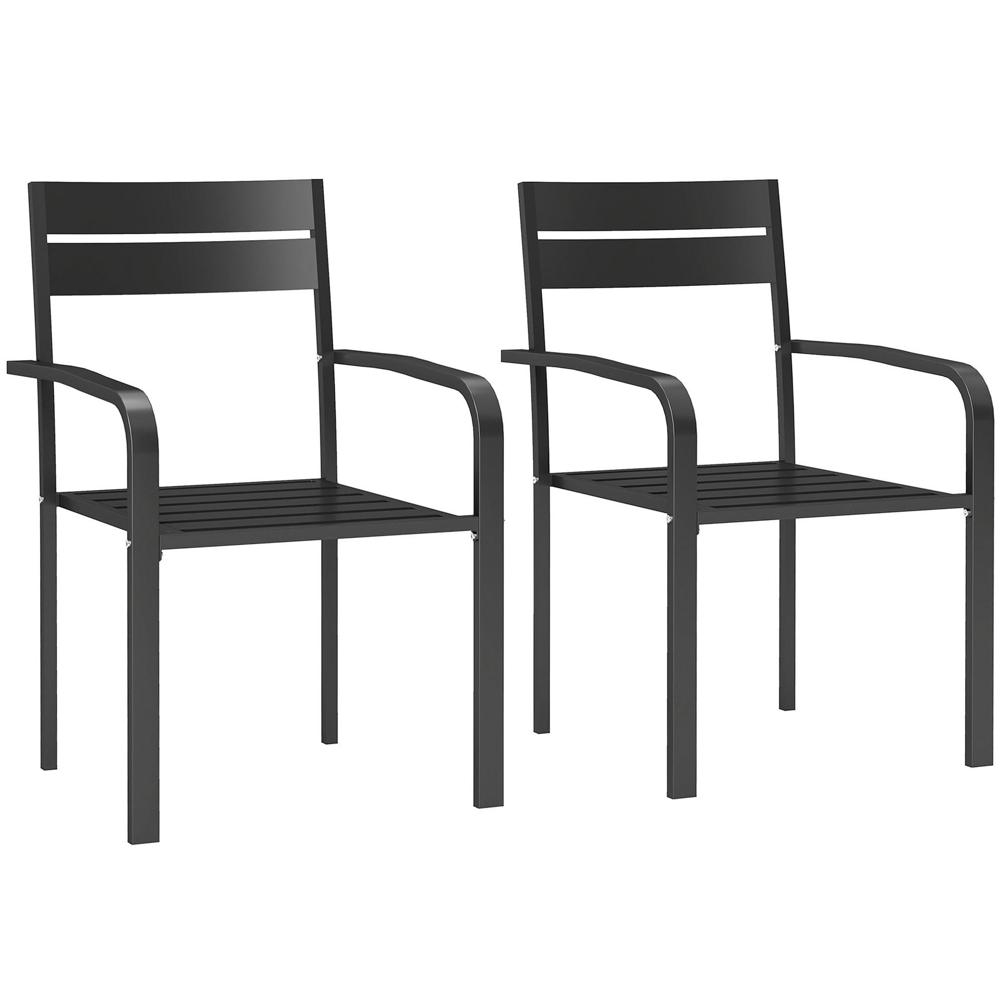 GARTENSTÜHLE 2er-Set DE-13259 stapelbar mit Armlehnen Dunkelgrau - Dunkelgrau, Metall (56/83/58cm) - ComfortXL