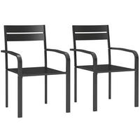 GARTENSTÜHLE 2er-Set DE-13259 stapelbar mit Armlehnen Dunkelgrau - Dunkelgrau, Metall (56/83/58cm) - ComfortXL