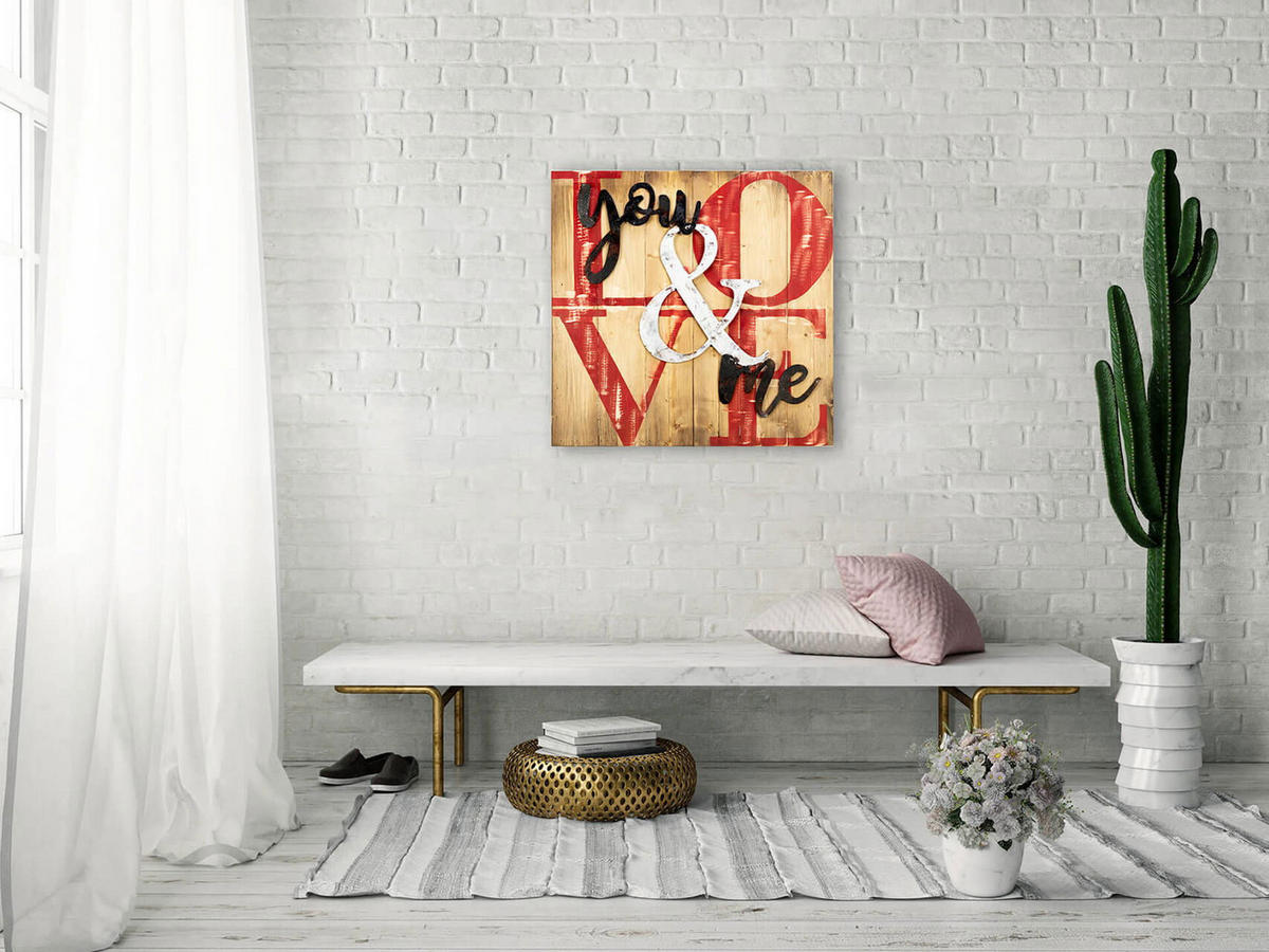 HOLZBILD Rot 60/60 cm - Rot/Braun, Holz/Metall (1.68/60cm) - KUNSTLOFT