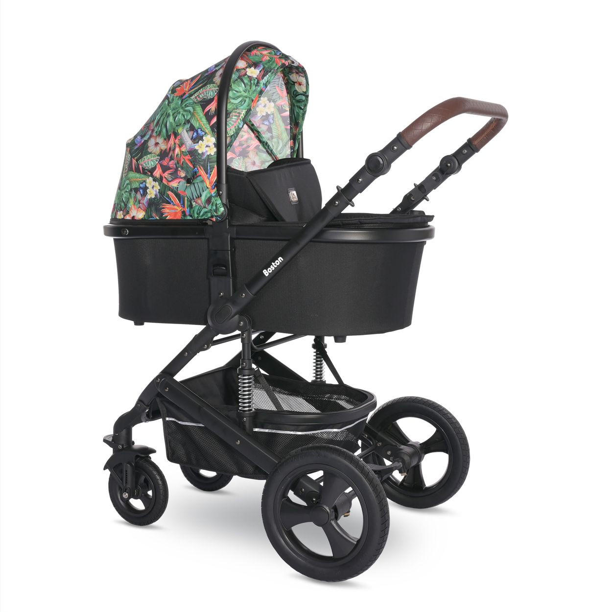 KOMBIKINDERWAGEN Boston 2 in 1 blumen Sportsitz Babywanne Mückennetz bis 22 kg - Multicolor, Metall (106/60/118cm) - Lorelli