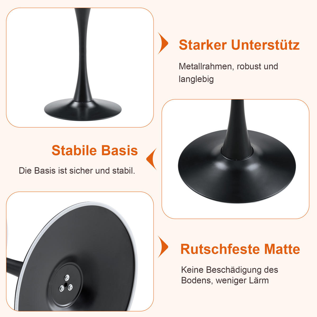 BEISTELLTISCH 60/60/72 cm in Walnuss/Schwarz aus MDF und Metall, rund - Schwarz, Holzwerkstoff (60/60/72cm) - Flora Grace