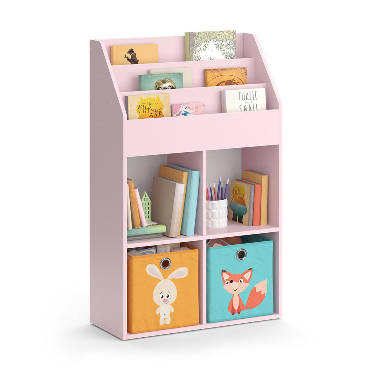 KINDERREGAL Luigi Rosa 72 x 114.2 cm mit 6 Faltboxen (bunt) - Pink, Holzwerkstoff (72/114.2/31.2cm) - Vicco