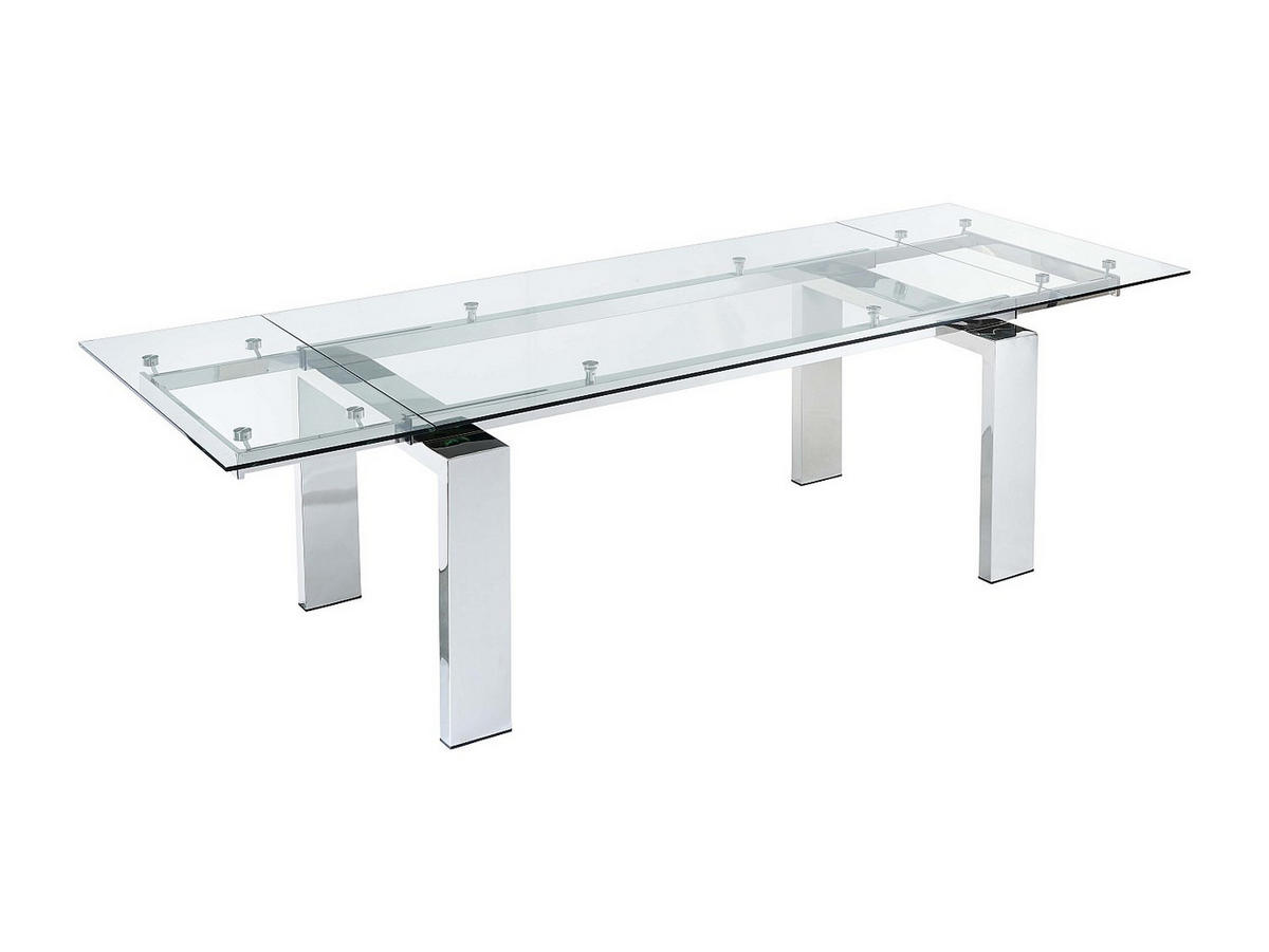 ESSGRUPPE - > 12 Personen - Glas - Transparent, Silberfarben - LUBANA - Transparent/Silberfarben, Glas (270/75/100cm) - Vente-Unique