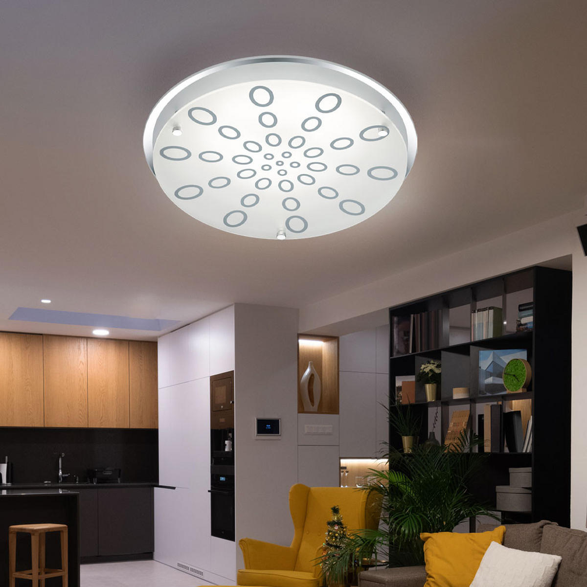 LED DECKENLEUCHTE Metall Glas Silber - Silberfarben, Glas (31.5/31.5/7.5cm)