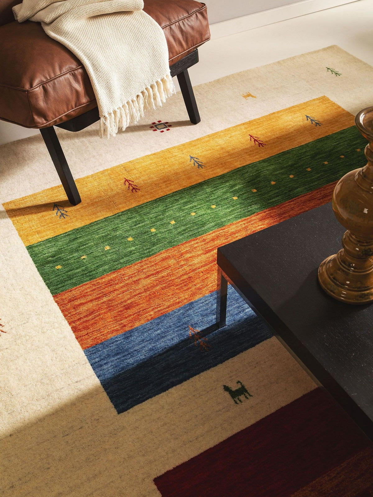 WOLLTEPPICH Jamal Multicolor/Beige 120x170 cm - Beige/Multicolor, Textil (120/1cm) - KUNSTLOFT