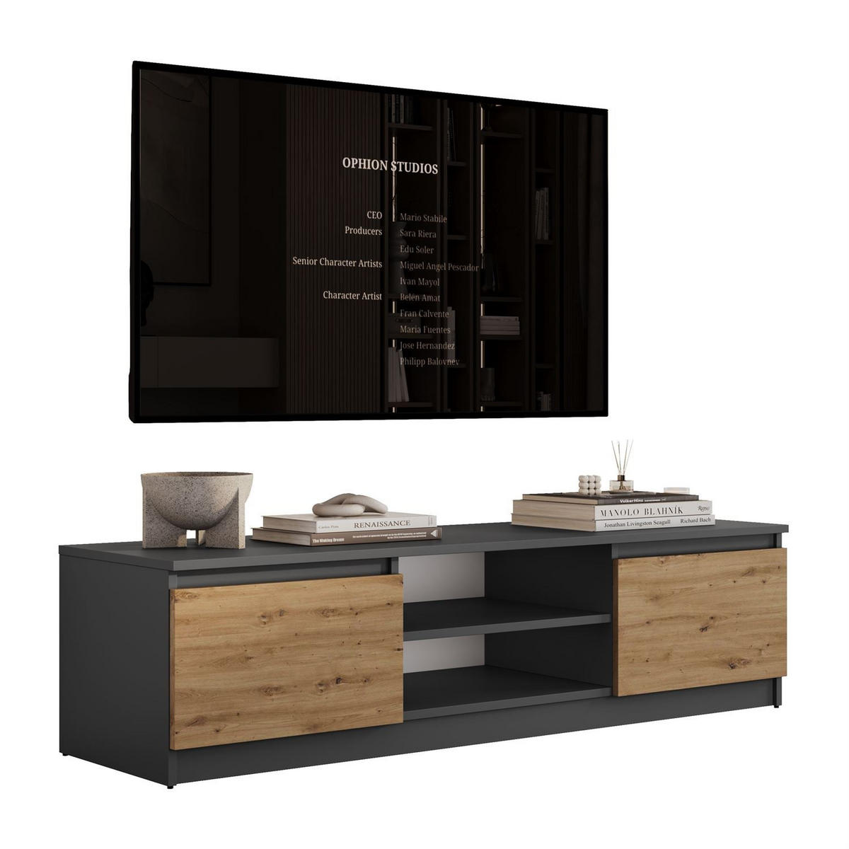 LOWBOARD HANA 140 cm Artisan Eiche / Anthrazit - Eiche Artisan, Holzwerkstoff (140/36/40cm) - Lookway