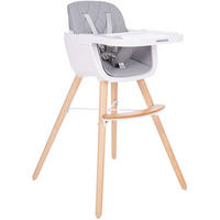 HOCHSTUHL 2 in 1 Woody grau Kinderstuhl, Tisch verstellbar, Gurt - Grau, Kunststoff (55/83/55cm) - Kikka boo