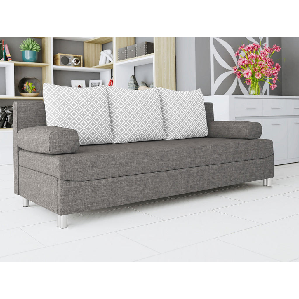 Thumbnail - Mirjan24 Schlafsofa, Silber, Textil, 3-Sitzer, Rechteckig, 192x86x80 cm, Wohnzimmer, Sofas & Couches, Schlafsofas