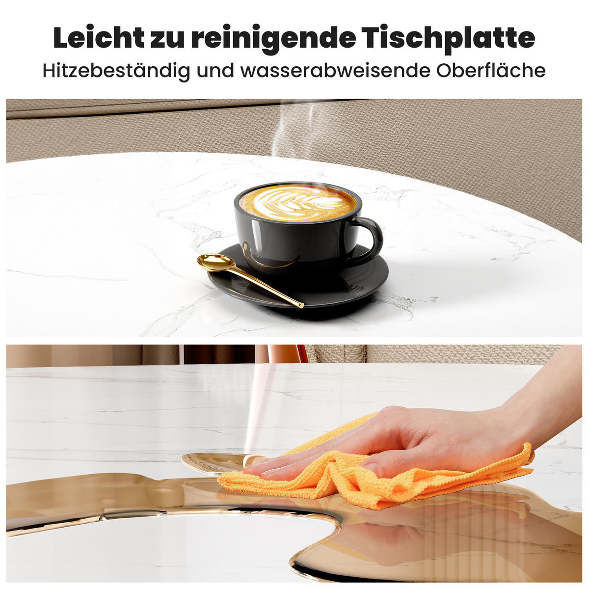 COUCHTISCH 2er-Set mit Eisenrahmen und MDF-Platte - Weiß, Holzwerkstoff (80/80/45cm) - OKWISH
