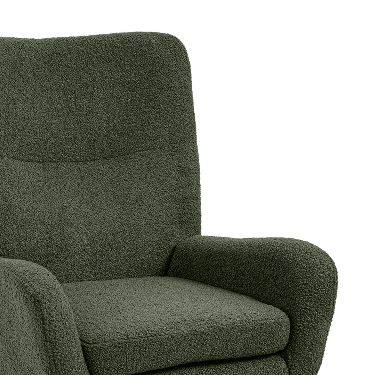 SESSEL Gaïa Moderner skandinavischer aus khakifarbenem Frotteestoff - Akaziefarben/Grün, Holz/Textil (66.5/98/80.5cm) - Sicaan