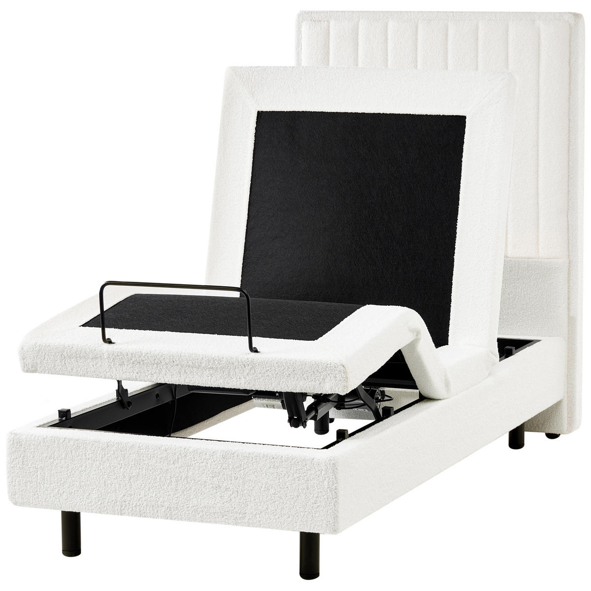 BETT 80/200 cm Cremeweiß Duke II - Schwarz/Weiß, Textil (80/200cm) - Beliani