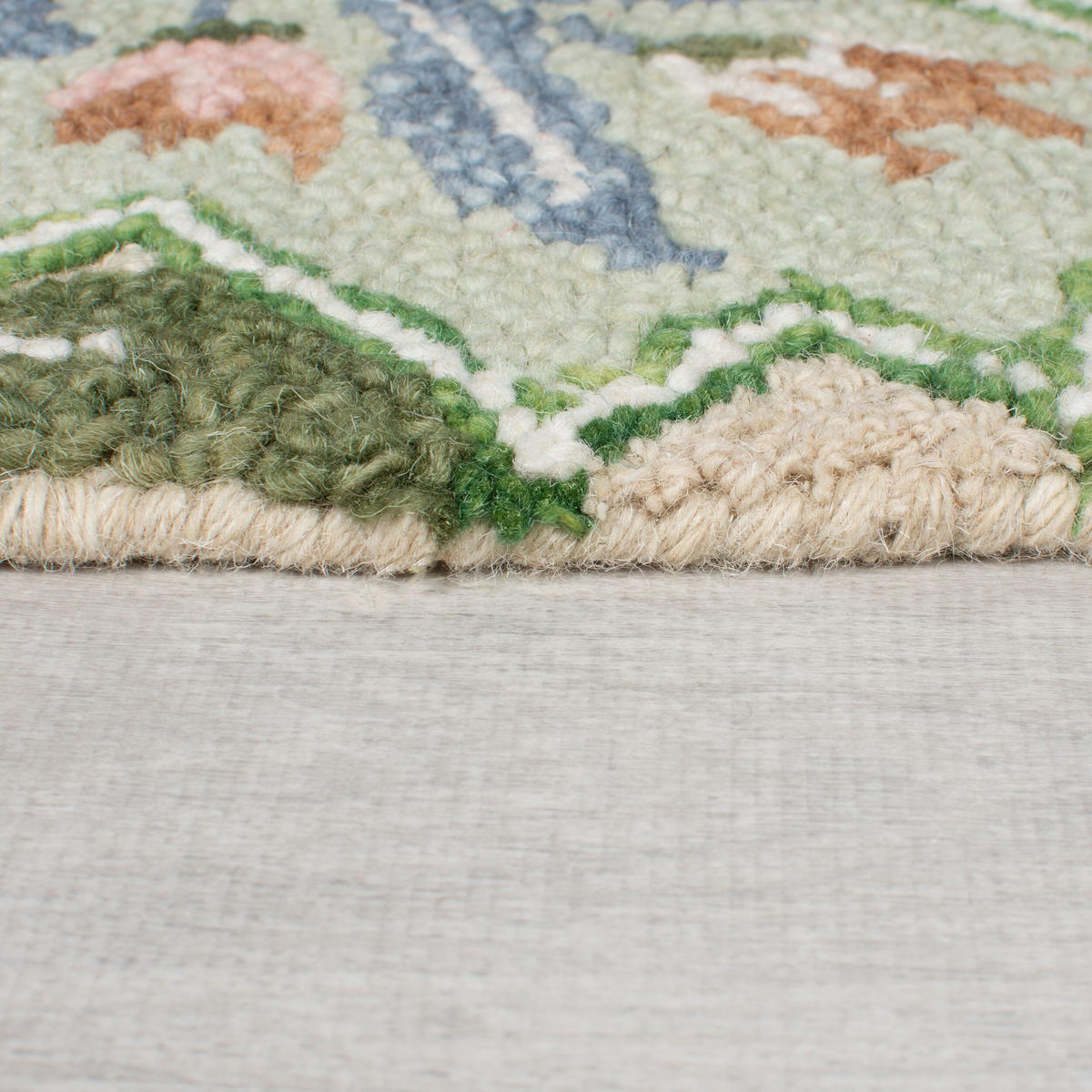 WOLLTEPPICH Shaped Botanisch Floral, Wohnzimmer Grün Rechteckig 200x290 - Grün, Textil (200/290cm) - KADIMA DESIGN