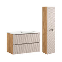 BADMÖBEL 90cm Elora 2er-Set Beige und Holz - Braun, Holzwerkstoff (90/57/46cm) - Petits-meubles