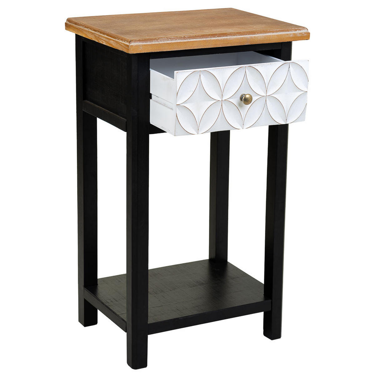 NACHTTISCH aus Holz, 48x35x82cm - Schwarz, Holz (48/82/35cm) - Wanderlust