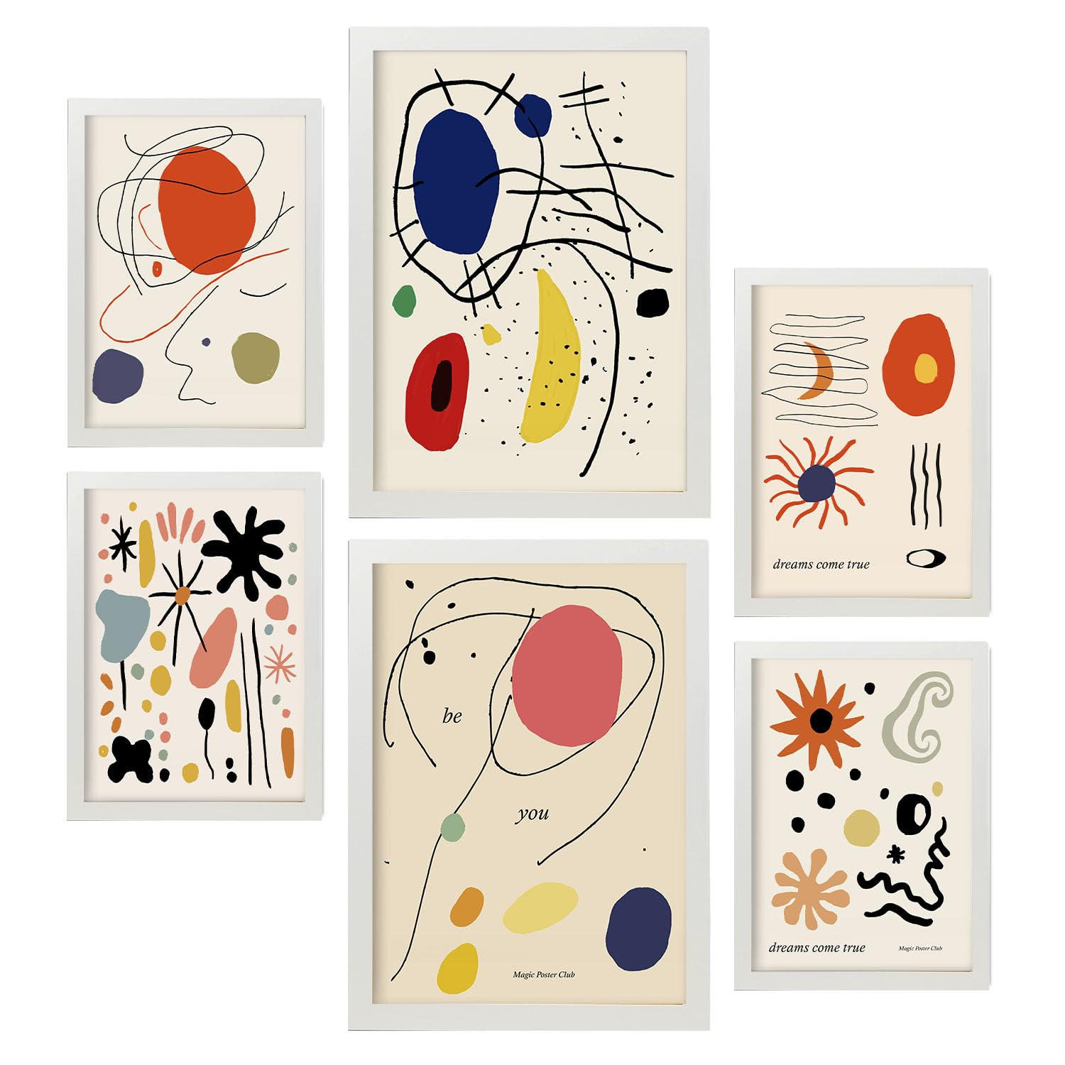 POSTER Set Mit 6 Zusammenfassung Picasso Matisse Inso A3 & A4 Weißer Rahmen - Weiß, Papier (29/3cm) - Nacnic