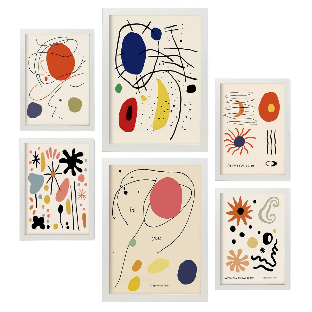 POSTER Set Mit 6 Zusammenfassung Picasso Matisse Inso A3 & A4 Weißer Rahmen - Weiß, Papier (29/3cm) - Nacnic