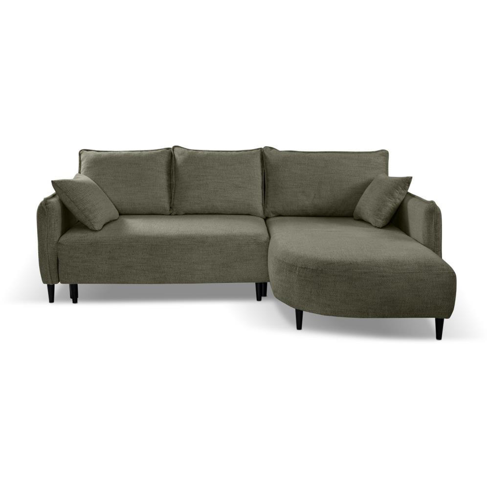 ECKSCHLAFSOFA Sycylia rechts grün - Schwarz/Grün, Textil (244/165cm) - Beautysofa