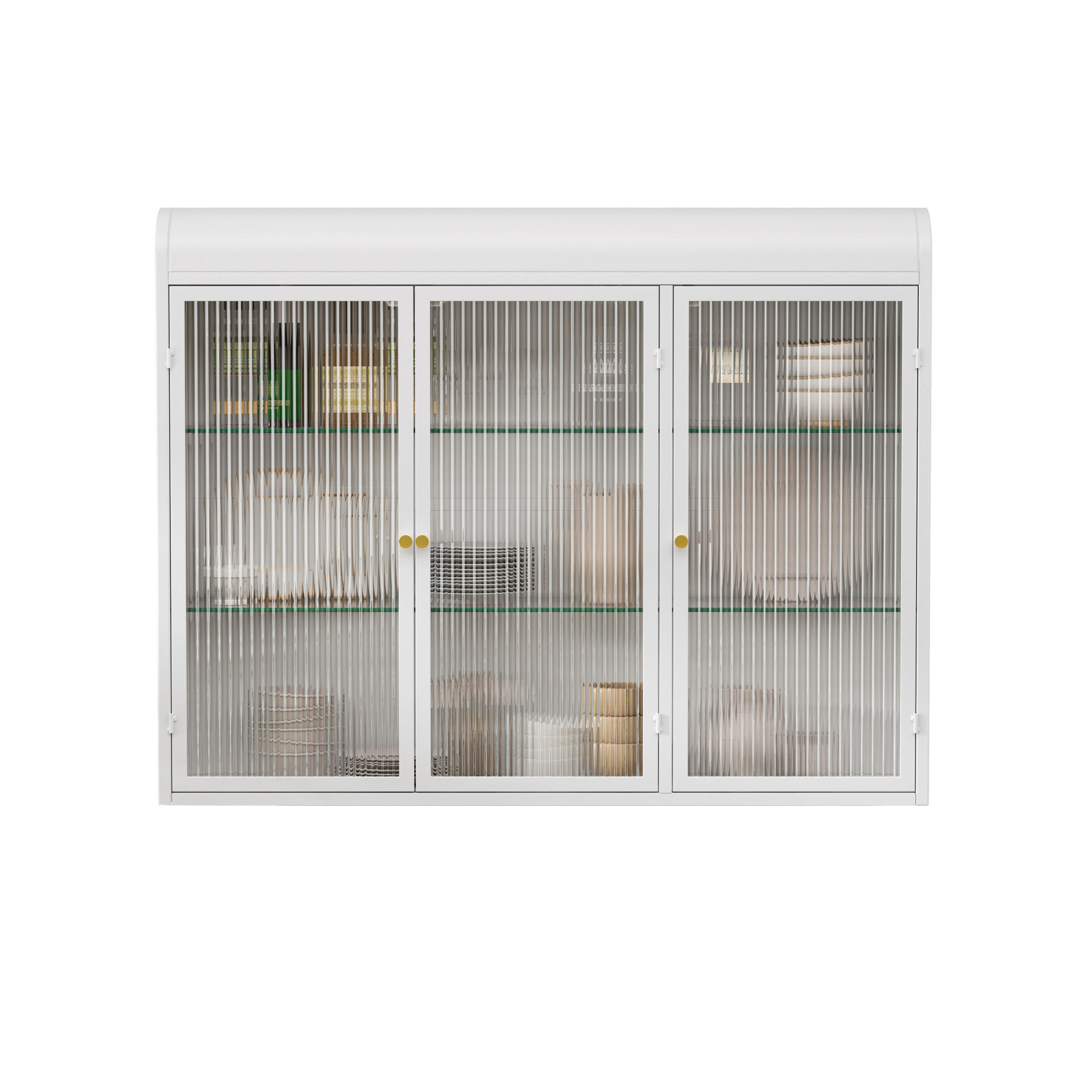KÜCHENOBERSCHRANK mit Glasfront in Weiß, 3 Türen – wandmontiert - Weiß, Glas (90/70/19.5cm) - BEAOK