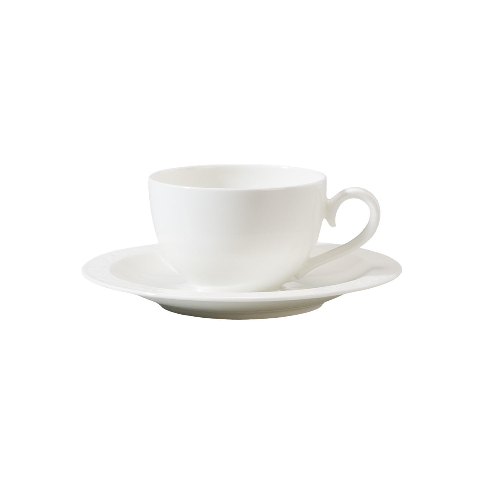 CAPPUCCINOTASSE MIT UNTERTASSE White Pearl weiß 310 ml 2er Set - Weiß, Keramik (18.5/9.3/18.5cm) - Villeroy & Boch