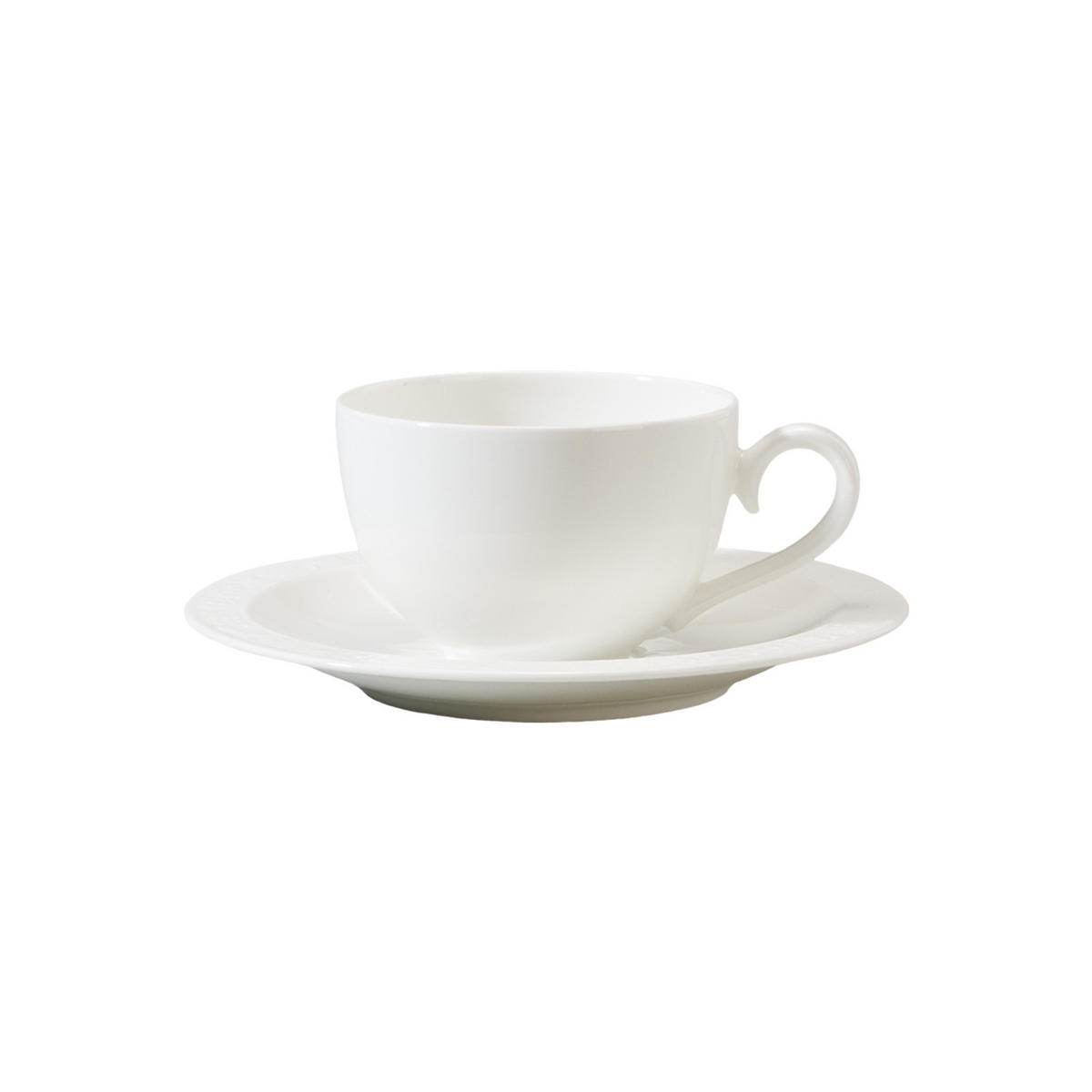 CAPPUCCINOTASSE MIT UNTERTASSE White Pearl weiß 310 ml 2er Set - Weiß, Keramik (18.5/9.3/18.5cm) - Villeroy & Boch