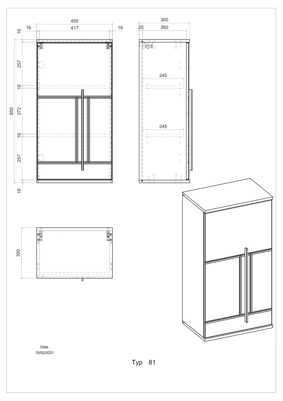 HÄNGESCHRANK M12 Weiß Hochglanz 45/85/30 cm links - Weiß Hochglanz, Holzwerkstoff (45/85/30cm) - Livojo
