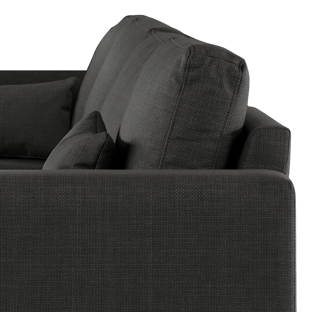 ECKSOFA mit Longchair - Eichefarben/Schwarz, Eichenholz/Textil (281/153cm) - home24