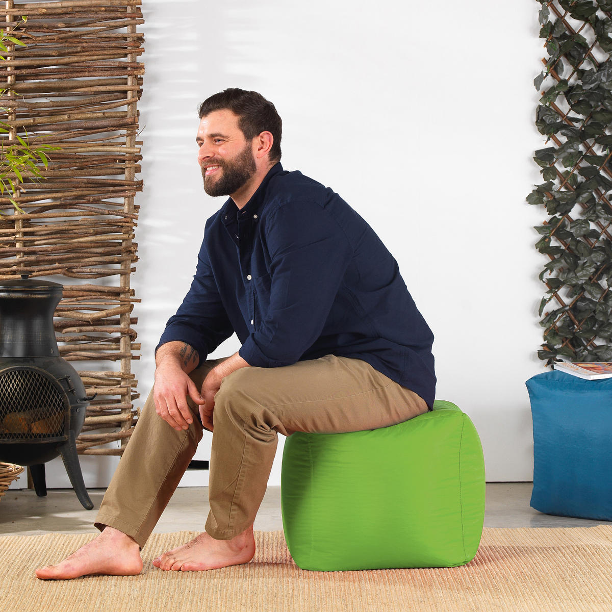 SITZPOUF Outdoor Würfel - Limette/Grün, Kunststoff (38/38/38cm) - Veeva