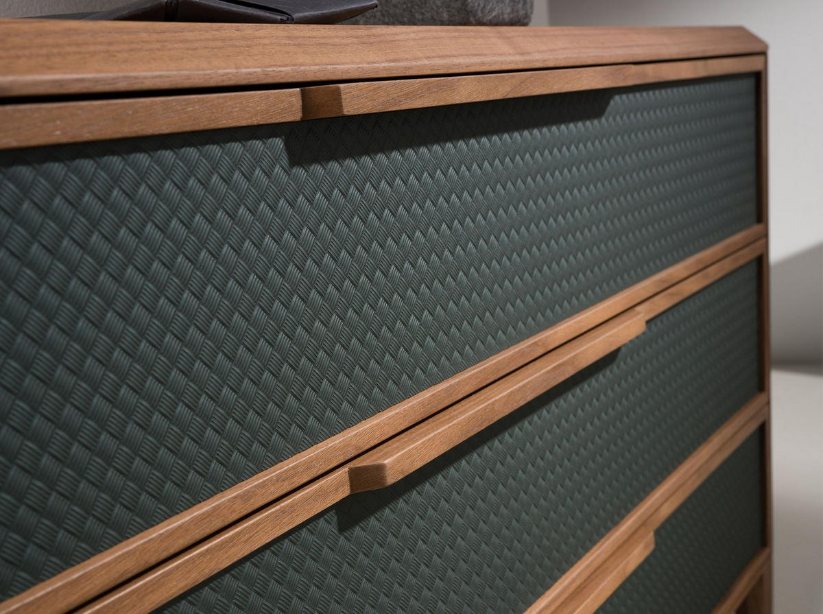 KOMMODE Kommode aus dunkelgrünem und nussbaumfarbenem PVC 119/46/75 cm - Dunkelgrün/Walnussfarben, Holz (119/75/46cm) - ANGEL CERDA