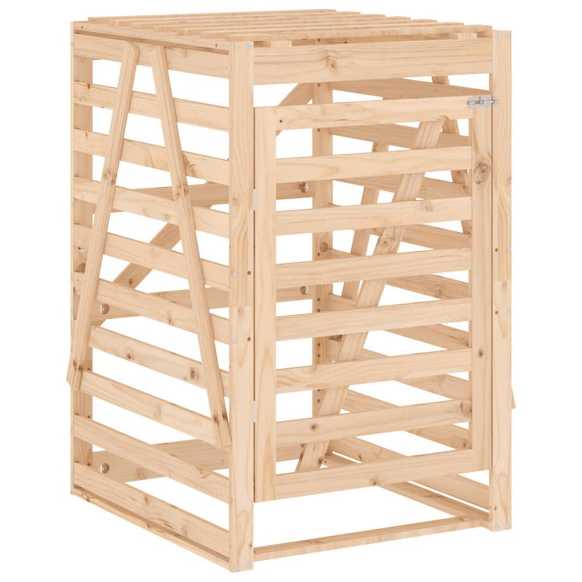 1ER Mülltonnenbox Kiefernholz BOUMI | 84x90x128,5cm Natur | Für 1 Tonne - Naturfarben, Holz (84/128.5/90cm) - DELUKE