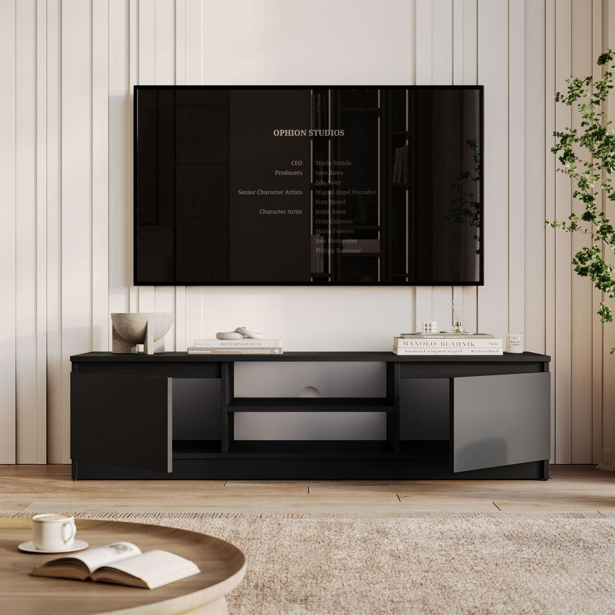 LOWBOARD HANA 140 cm Schwarz matt - Schwarz, Holzwerkstoff (140/36/40cm) - Lookway