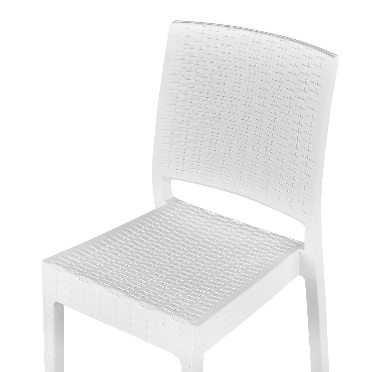 GARTENSTUHL 4er-Set Rattanoptik weiß Fossano - Weiß, Kunststoff (60/89/47cm) - Beliani