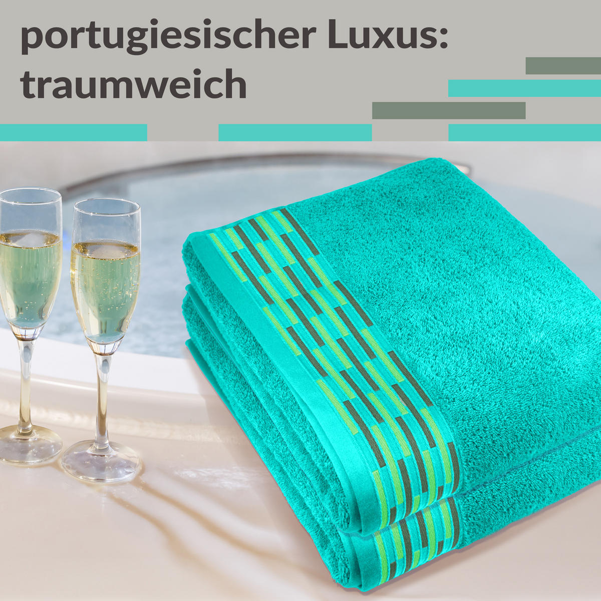 DUSCHTUCH Lugano Türkis 2er 70x140 cm - Türkis, Textil (70/140cm) - Lashuma